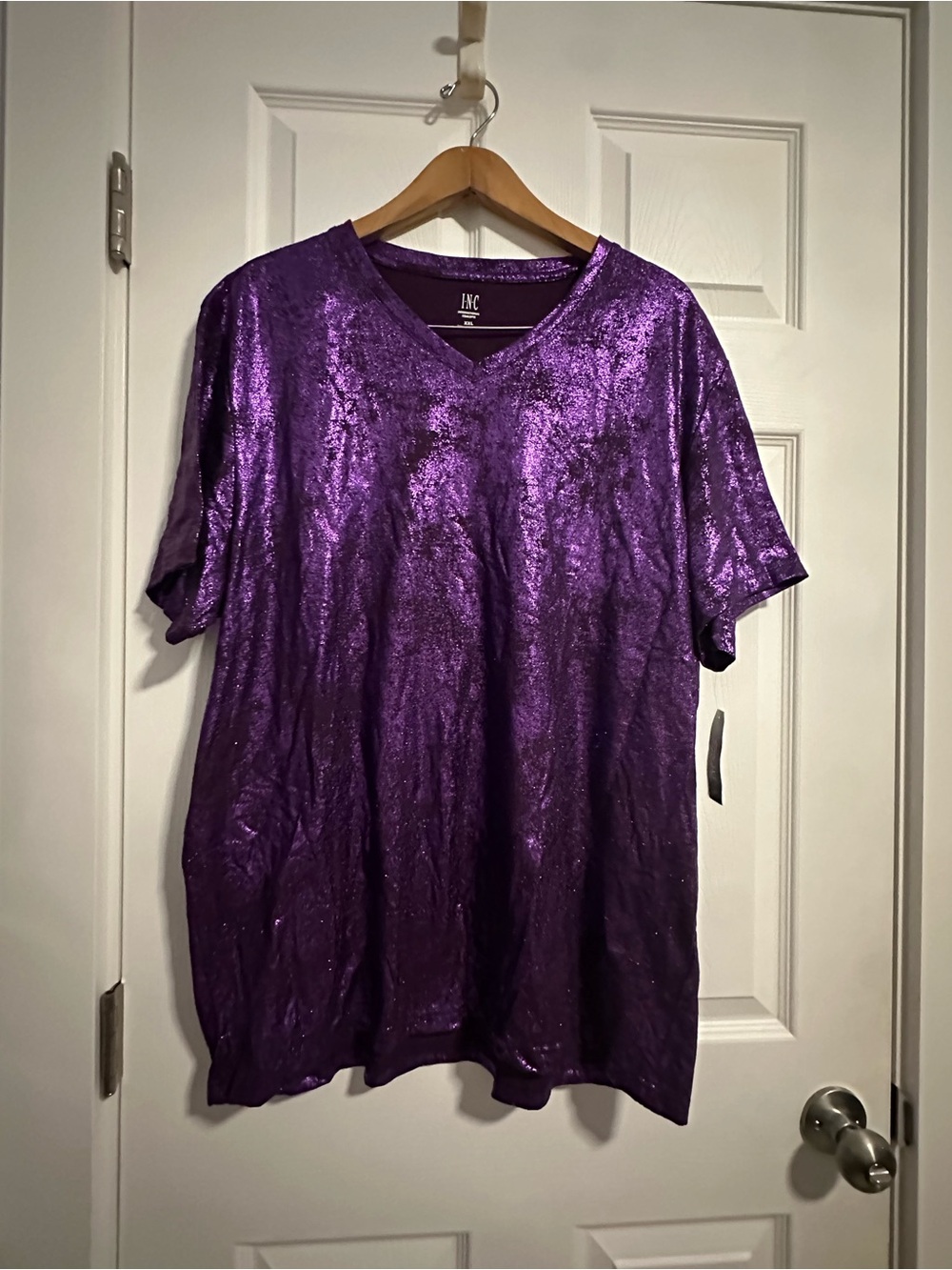 INC International Concepts Shimmery Violet V-Neck Top
